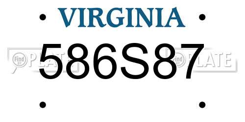 586S87 Virginia License Plate