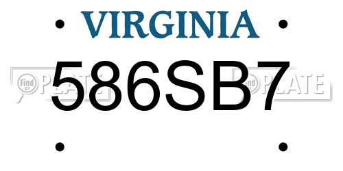 586SB7 Virginia License Plate