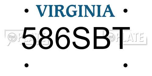 586SBT Virginia License Plate