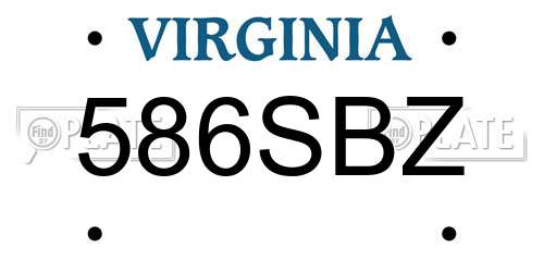 586SBZ Virginia License Plate