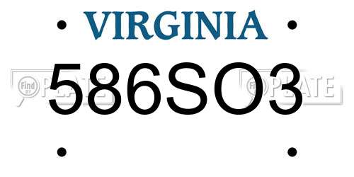 586SO3 Virginia License Plate