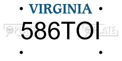 586TOI Virginia License Plate