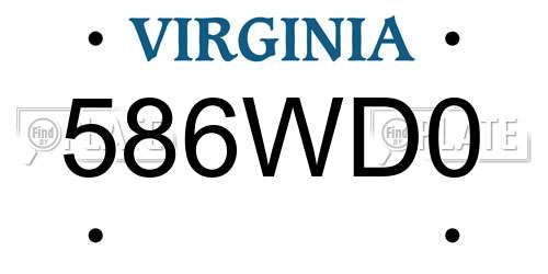 586WD0 Virginia License Plate