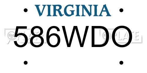 586WDO Virginia License Plate