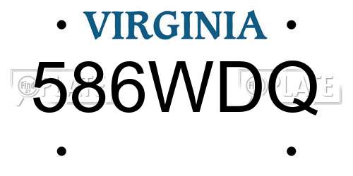 586WDQ Virginia License Plate
