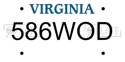586WOD Virginia License Plate