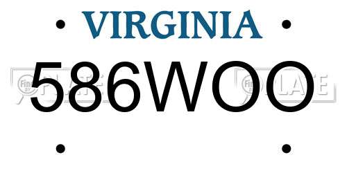 586WOO Virginia License Plate