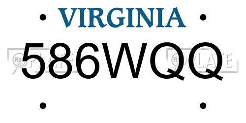 586WQQ Virginia License Plate