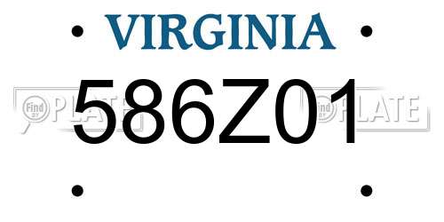 586Z01 Virginia License Plate
