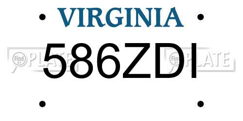 586ZDI Virginia License Plate