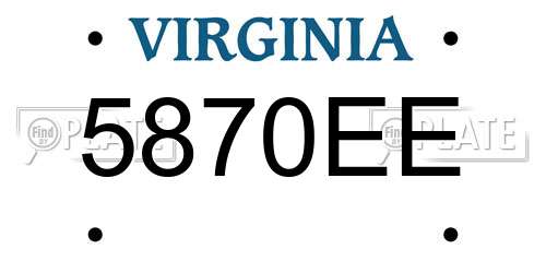 5870EE Virginia License Plate