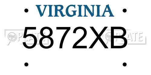5872XB Virginia License Plate