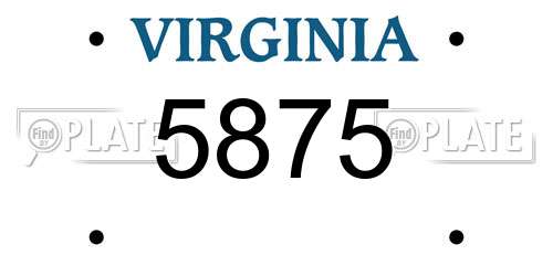 5875 Virginia License Plate