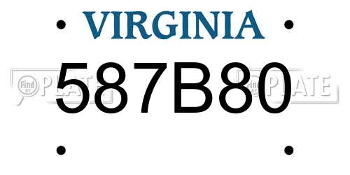587B80 Virginia License Plate