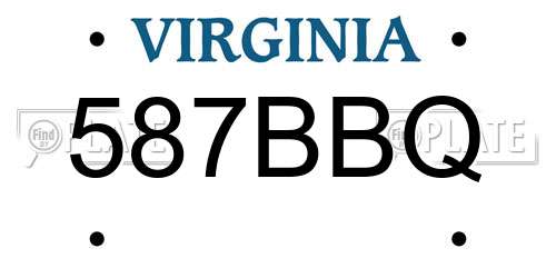 587BBQ Virginia License Plate