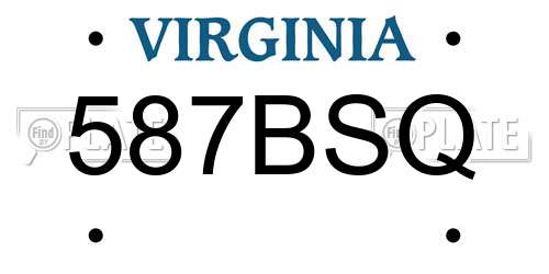 587BSQ Virginia License Plate