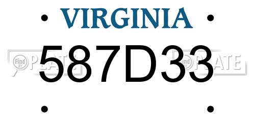 587D33 Virginia License Plate