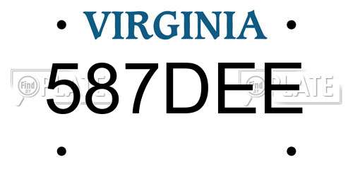 587DEE Virginia License Plate