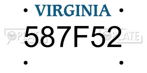 587F52 Virginia License Plate