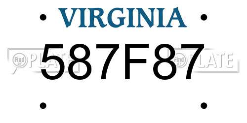 587F87 Virginia License Plate