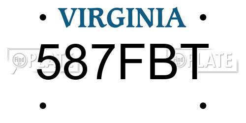 587FBT Virginia License Plate