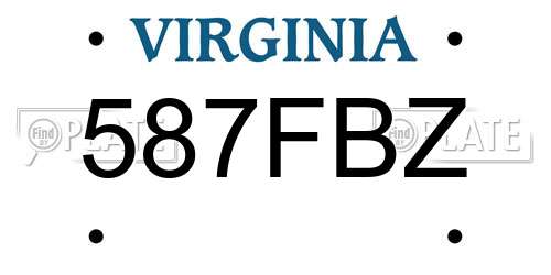 587FBZ Virginia License Plate