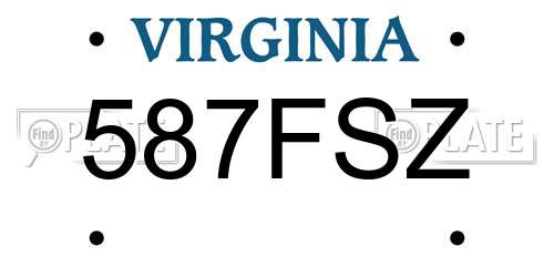 587FSZ Virginia License Plate