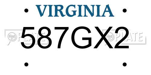 587GX2 Virginia License Plate