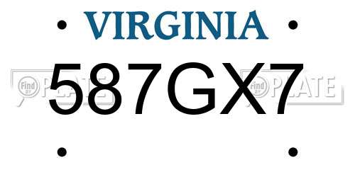 587GX7 Virginia License Plate