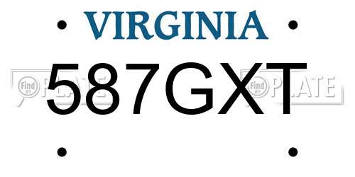 587GXT Virginia License Plate