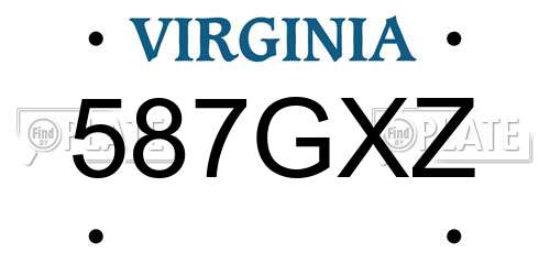 587GXZ Virginia License Plate