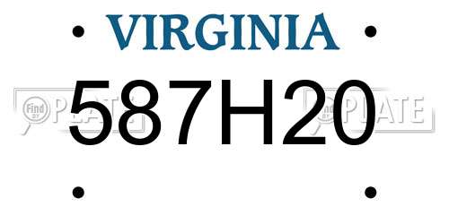 587H20 Virginia License Plate