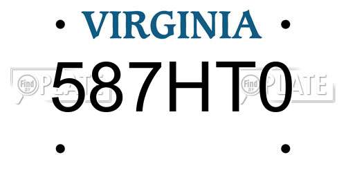 587HT0 Virginia License Plate