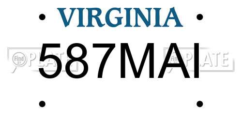 587MAI Virginia License Plate