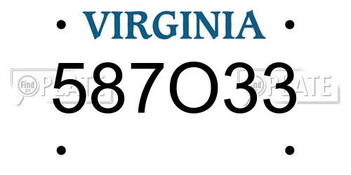 587O33 Virginia License Plate