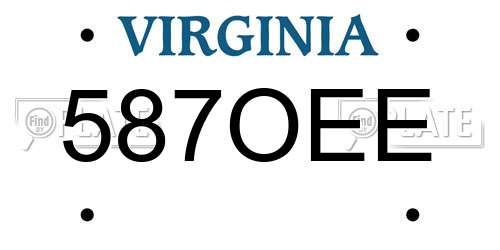 587OEE Virginia License Plate