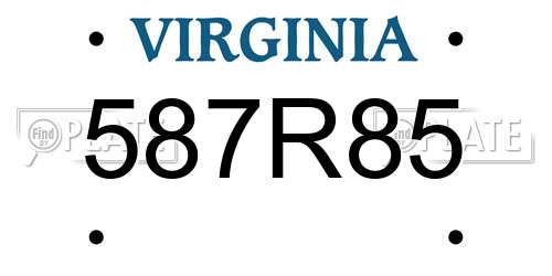 587R85 Virginia License Plate