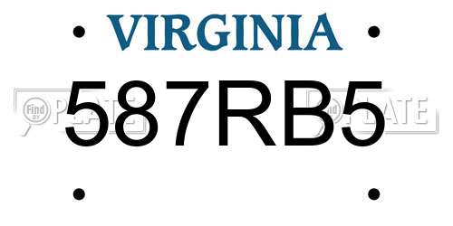 587RB5 Virginia License Plate