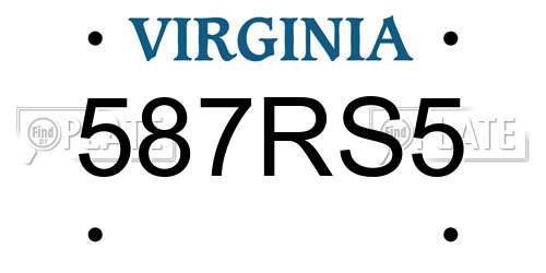 587RS5 Virginia License Plate