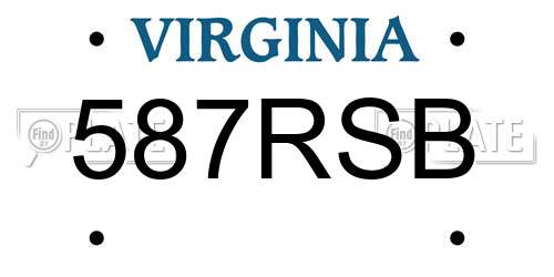 587RSB Virginia License Plate