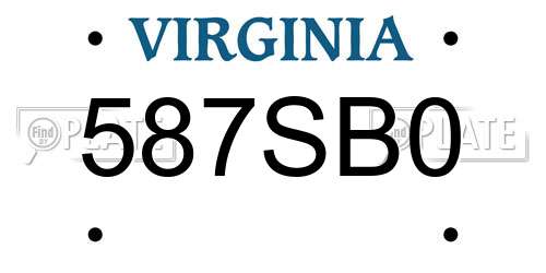 587SB0 Virginia License Plate