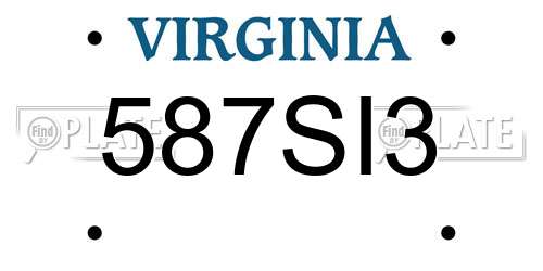 587SI3 Virginia License Plate