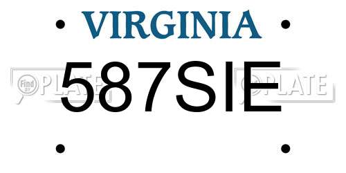 587SIE Virginia License Plate