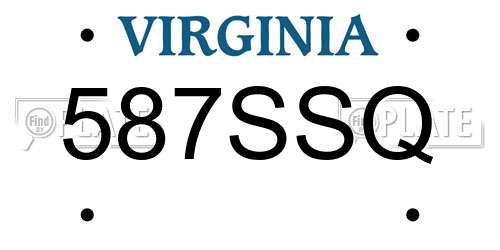 587SSQ Virginia License Plate