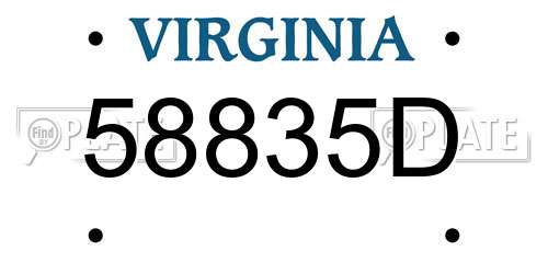 58835D Virginia License Plate