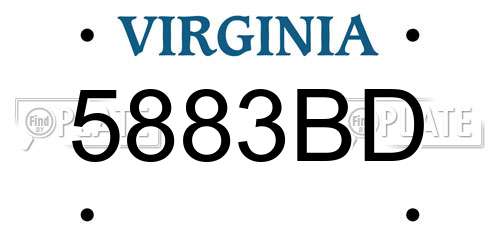 5883BD Virginia License Plate