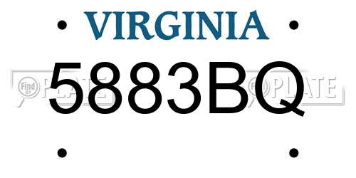 5883BQ Virginia License Plate