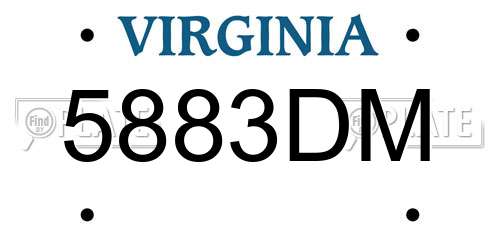 5883DM Virginia License Plate