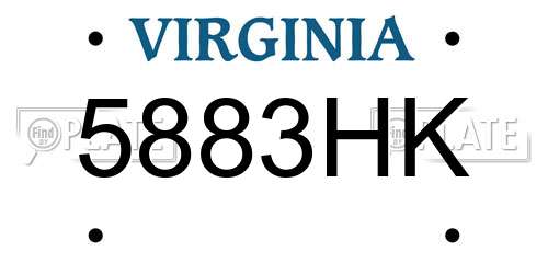 5883HK Virginia License Plate