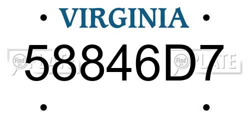 58846D7 Virginia License Plate